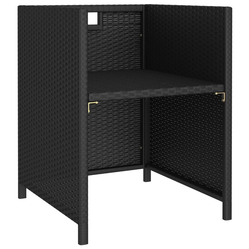 Outdoor dining table set parts with cushions polyrattan black - black and white, 6 - number 5.
