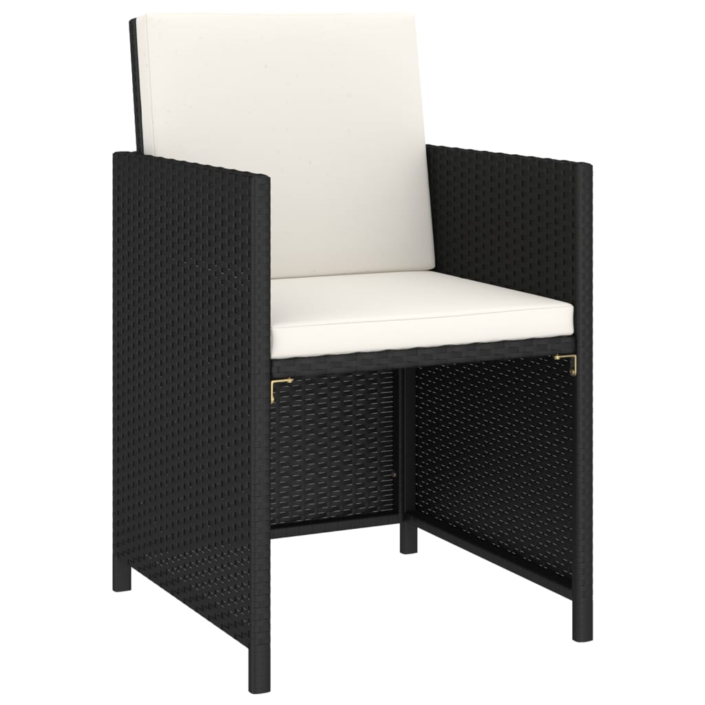 Outdoor dining table set parts with cushions polyrattan black - black and white, 6 - number 4.