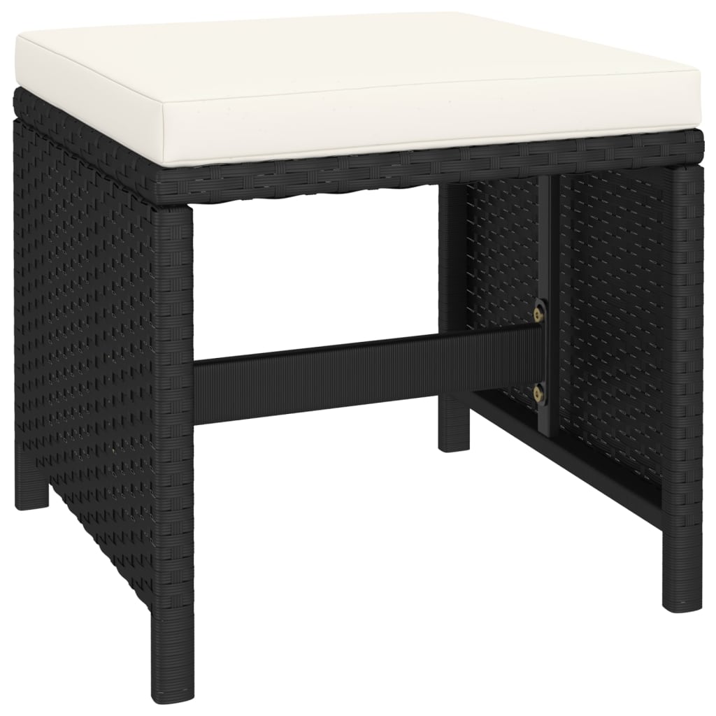 Outdoor dining table set parts with cushions polyrattan black - black and white, 6 - number 7.