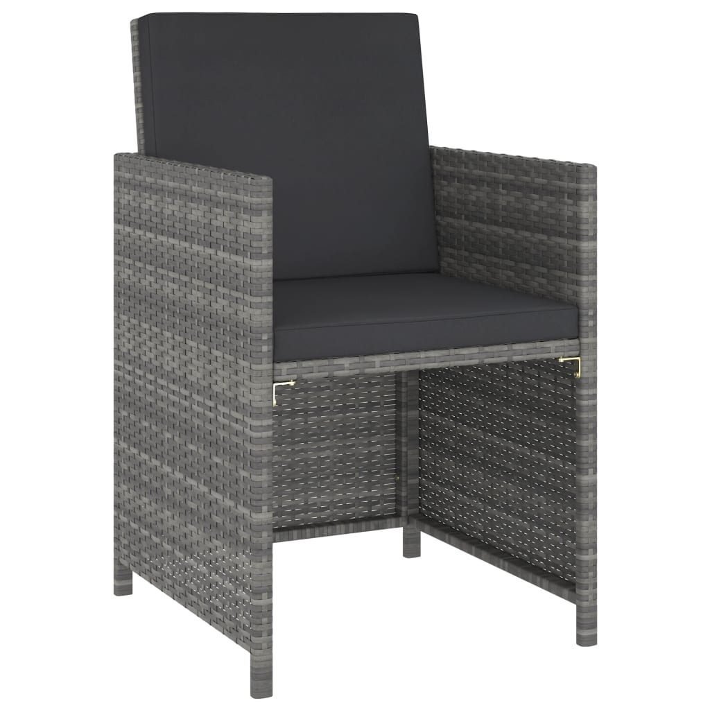 Udendørs spisebordssæt dele med hynder polyrattan - grå, 6 - number 4.