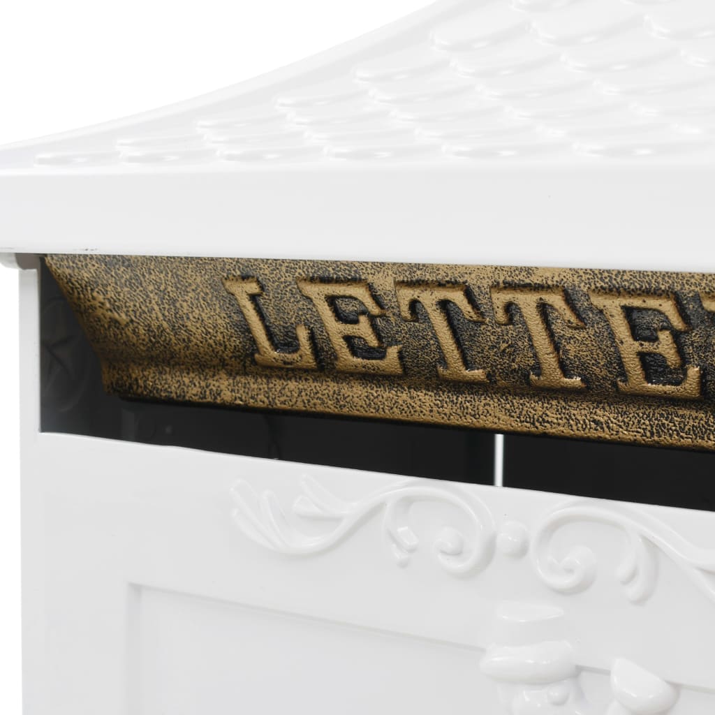 Mailbox with pedestal aluminum vintage style rust resistant white - number 5.