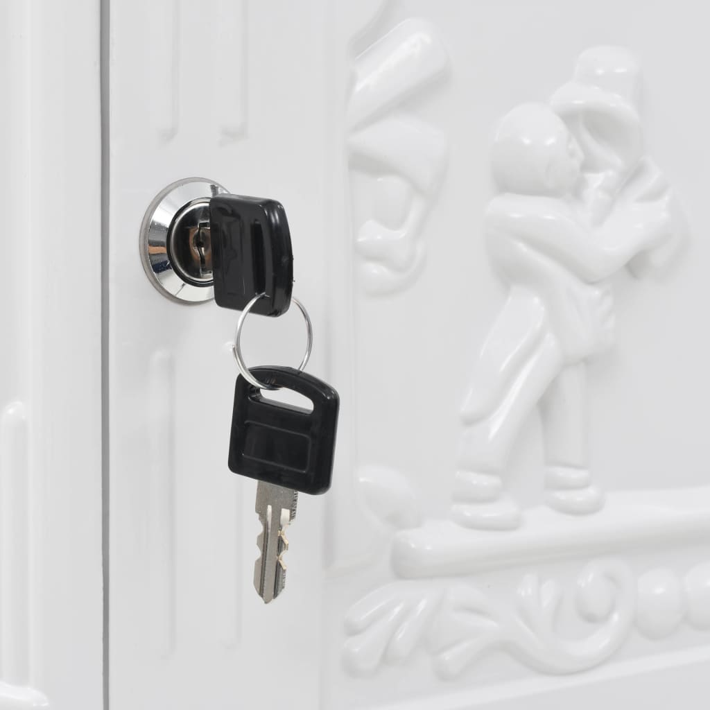 Mailbox with pedestal aluminum vintage style rust resistant white - number 10.