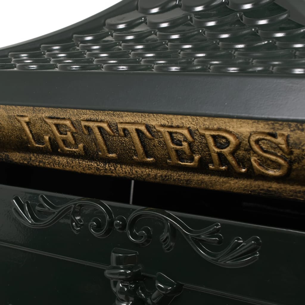 Mailbox with pedestal aluminum vintage style rust resistant green - number 5.