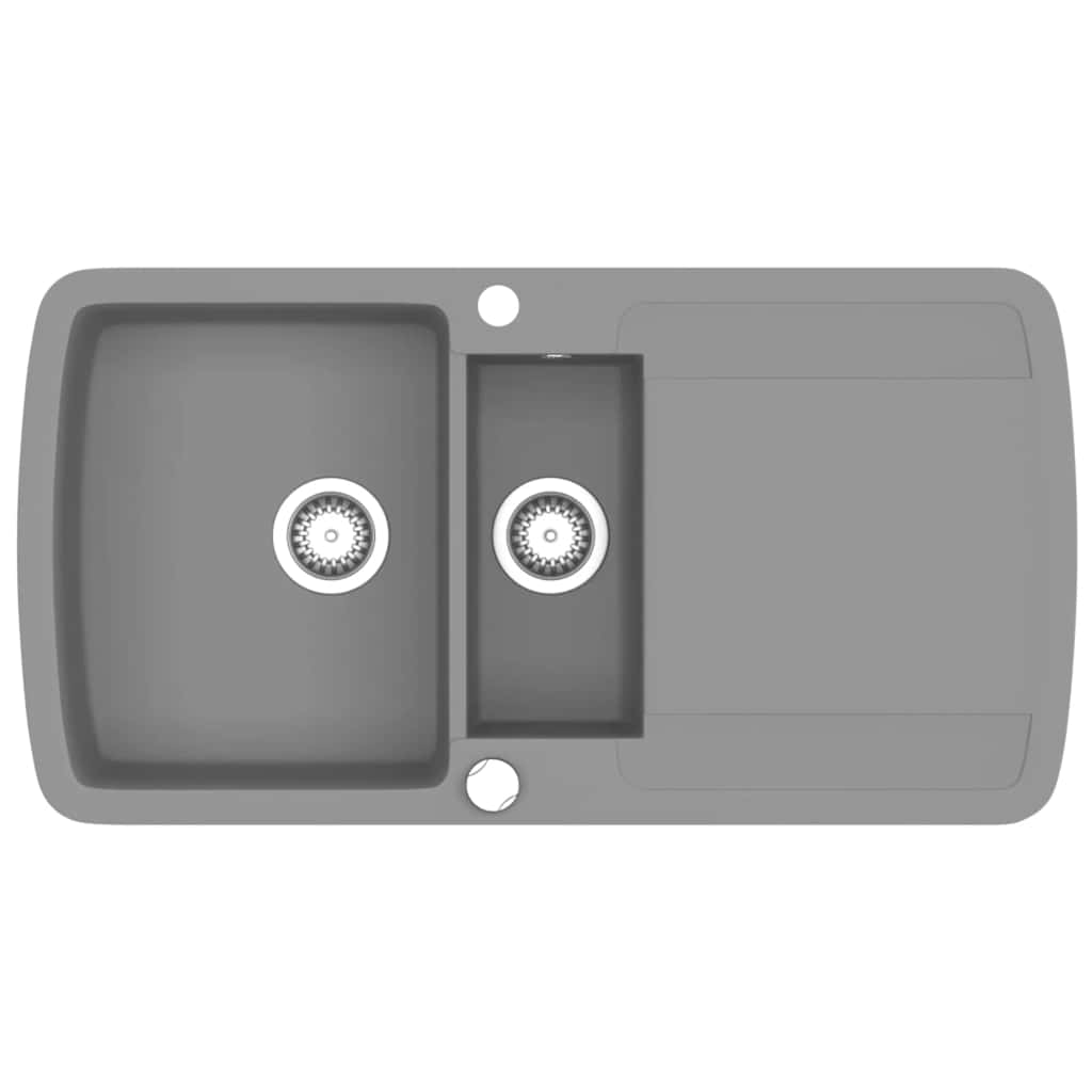 Køkkenvask dobbelt vask granit - grå - number 2.
