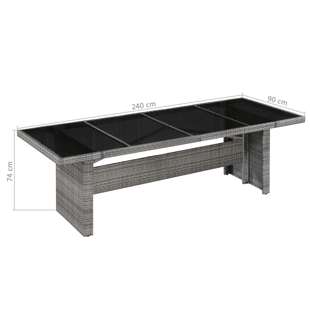 Havebord i polyrattan og glas 240 x 90 x 74 cm - number 3.