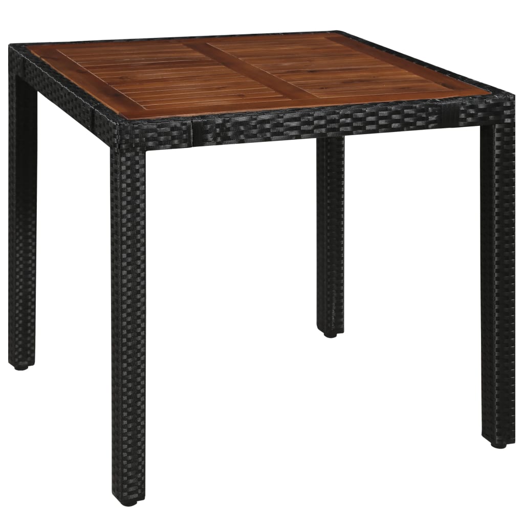 Udendørs spisebordssæt 5 dele polyrattan og akacietræ sort - number 2.