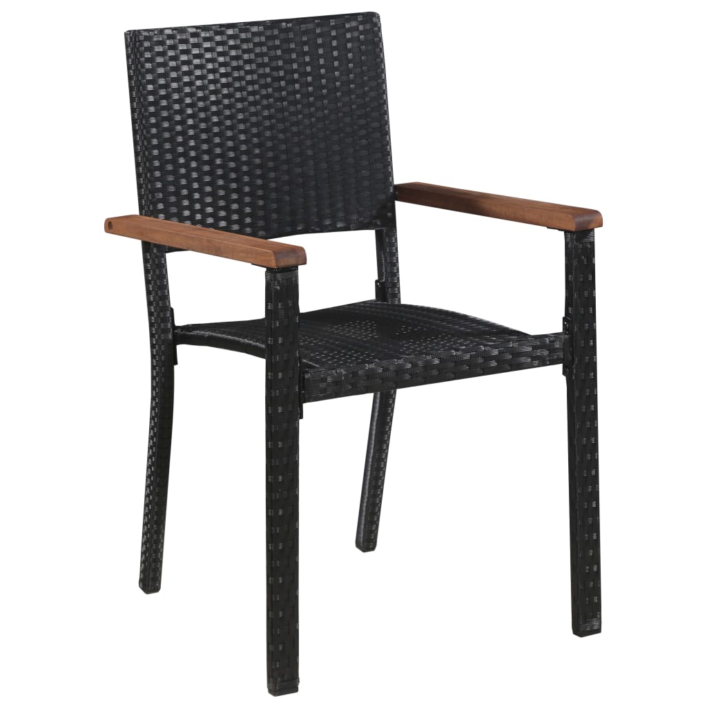 Udendørs spisebordssæt 5 dele polyrattan og akacietræ sort - number 3.