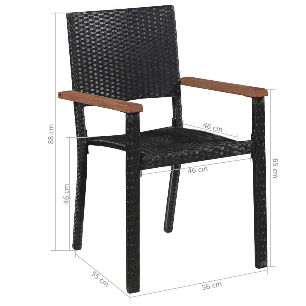 Udendørs spisebordssæt 5 dele polyrattan og akacietræ sort - number 6.