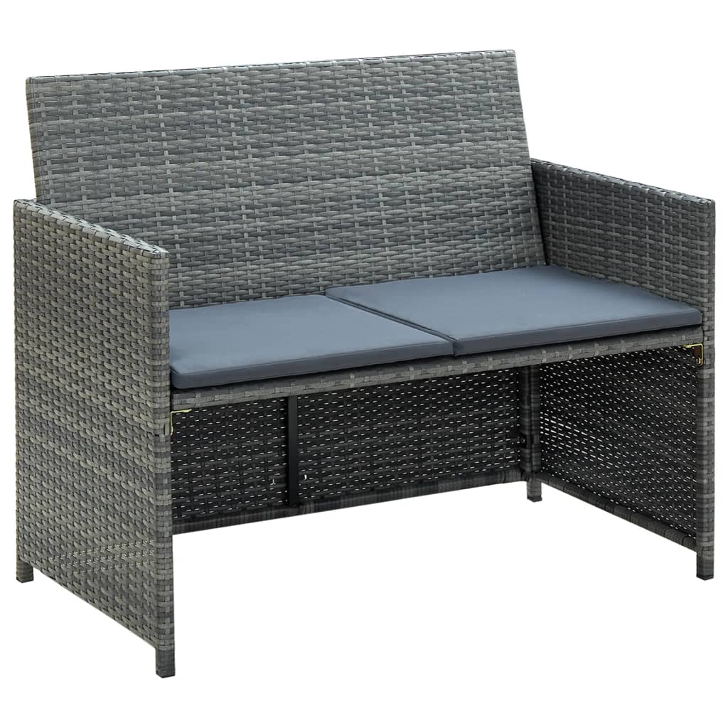 2-personers havesofa med hynder polyrattan - grå, 1 - number 1.