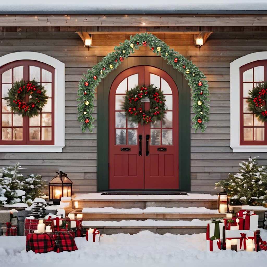 Juleguirlande dekoreret med kugler og led-lys 5 m - number 3.