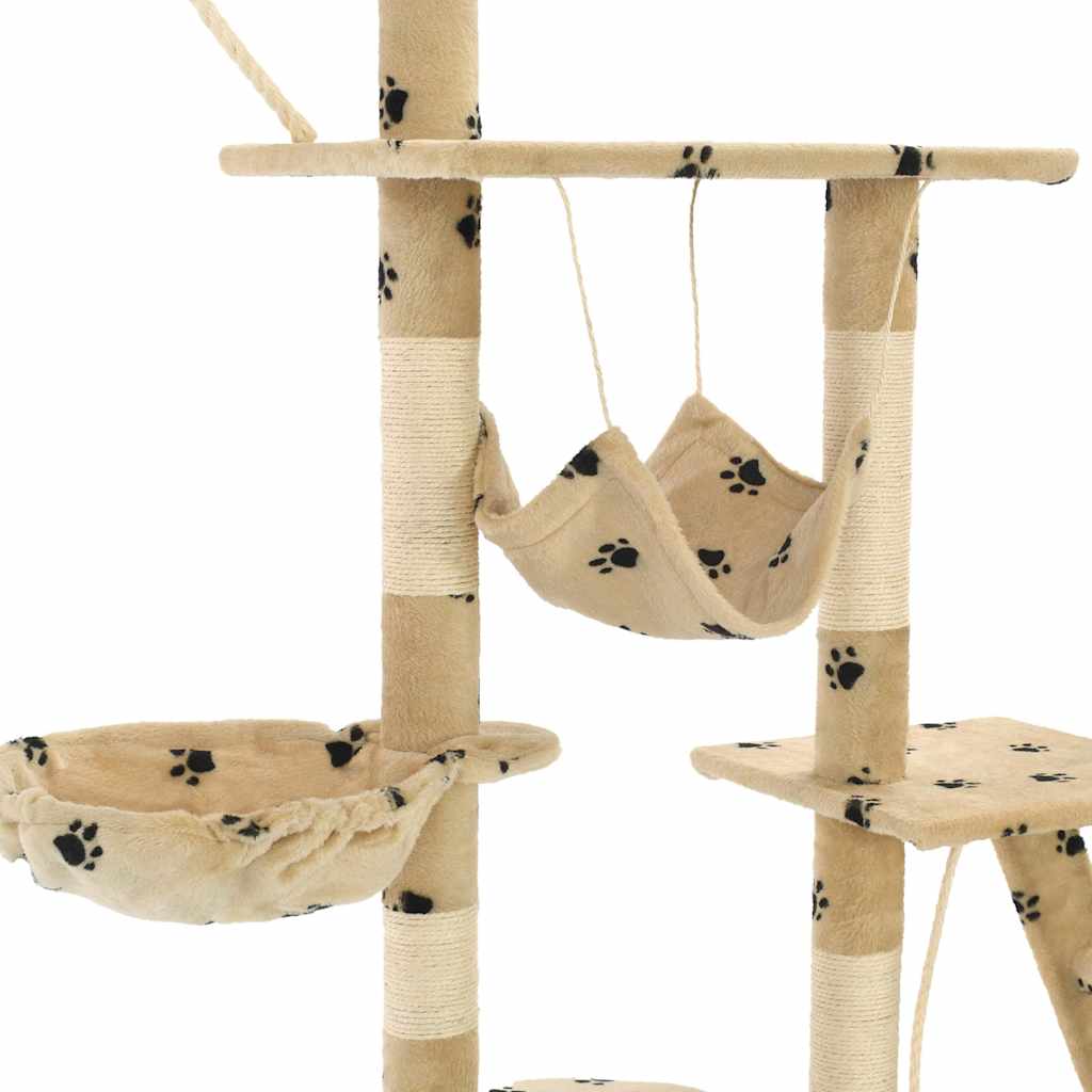 Arbre à chat avec griffoirs en sisal 230-250 cm empreinte de patte beige - number 6.