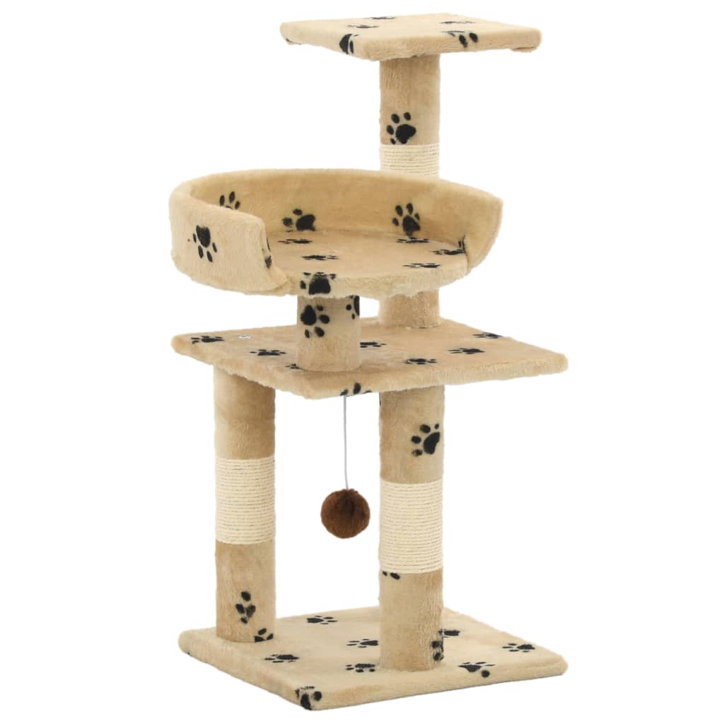 Arbre à chat avec empreinte de patte en sisal 65 cm beige - jaune avec empreinte de patte - number 1.