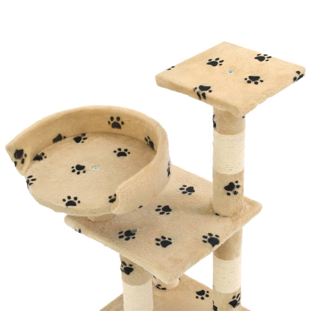 Arbre à chat avec empreinte de patte en sisal 65 cm beige - jaune avec empreinte de patte - number 4.
