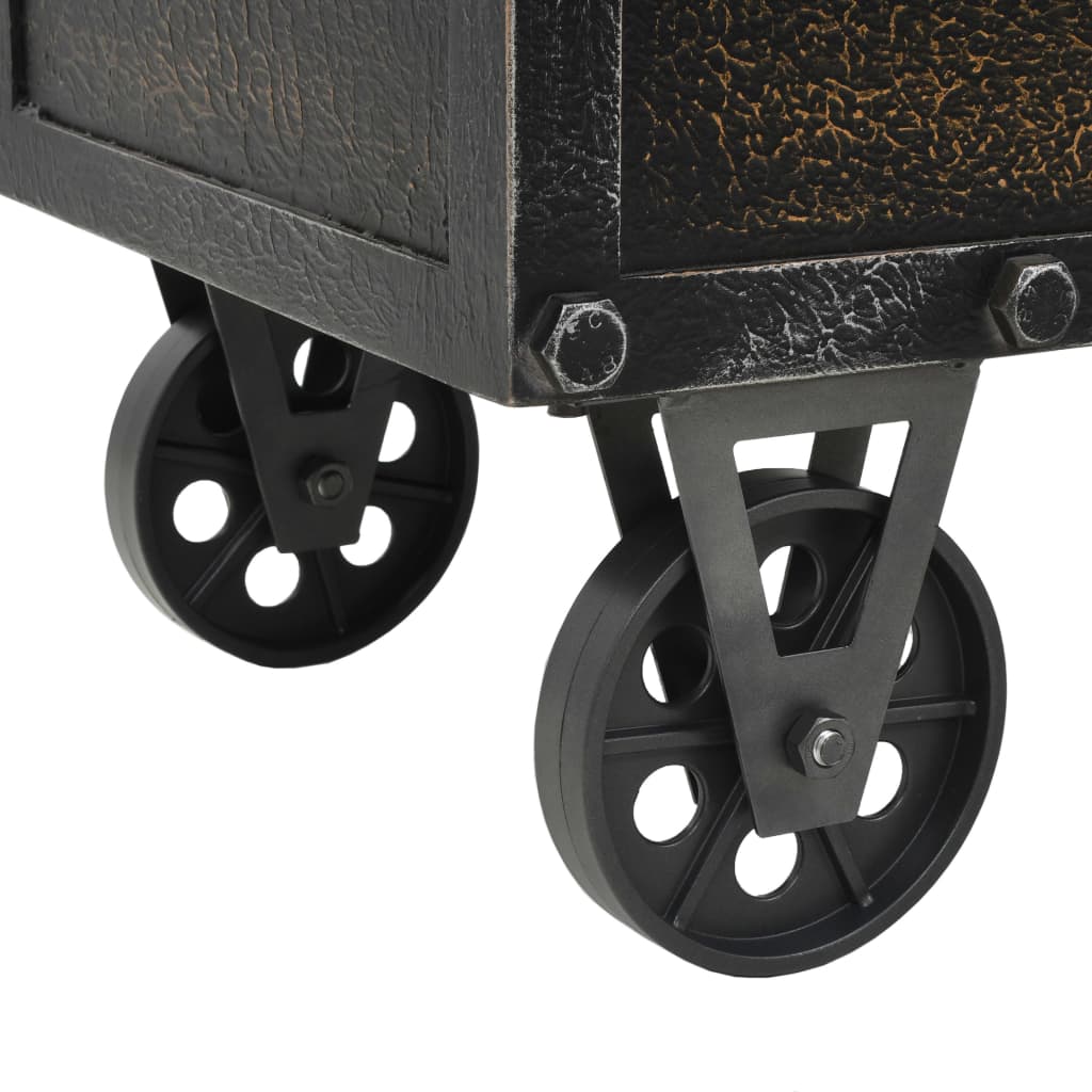 Ławka ze schowkiem 80,5x41x50 cm lite drewno i skóra ekologiczna - number 7.