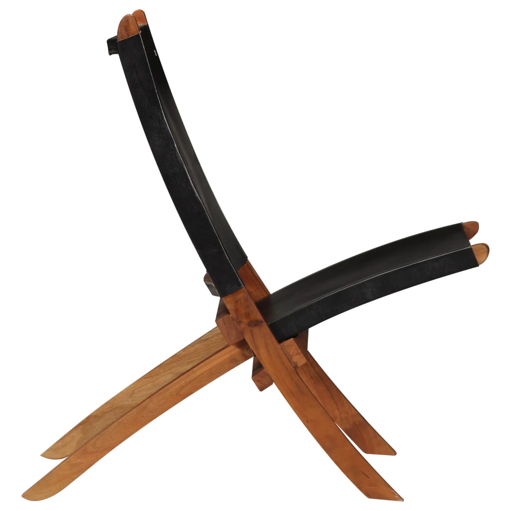 Sammenleggbar loungestol i ekte skinn - svart, ooo 1, 1 - number 3.