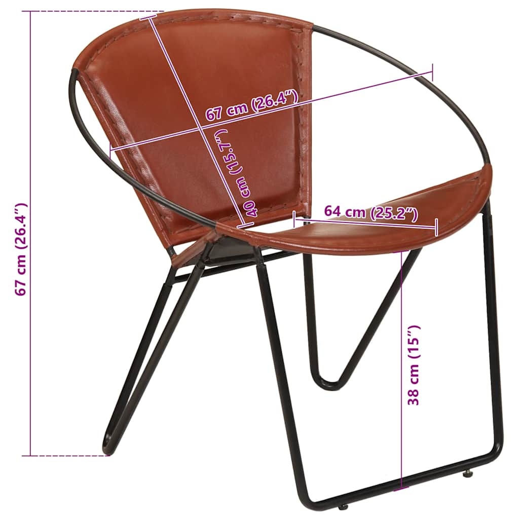 Krzesło skóra naturalna brąz - number 9.
