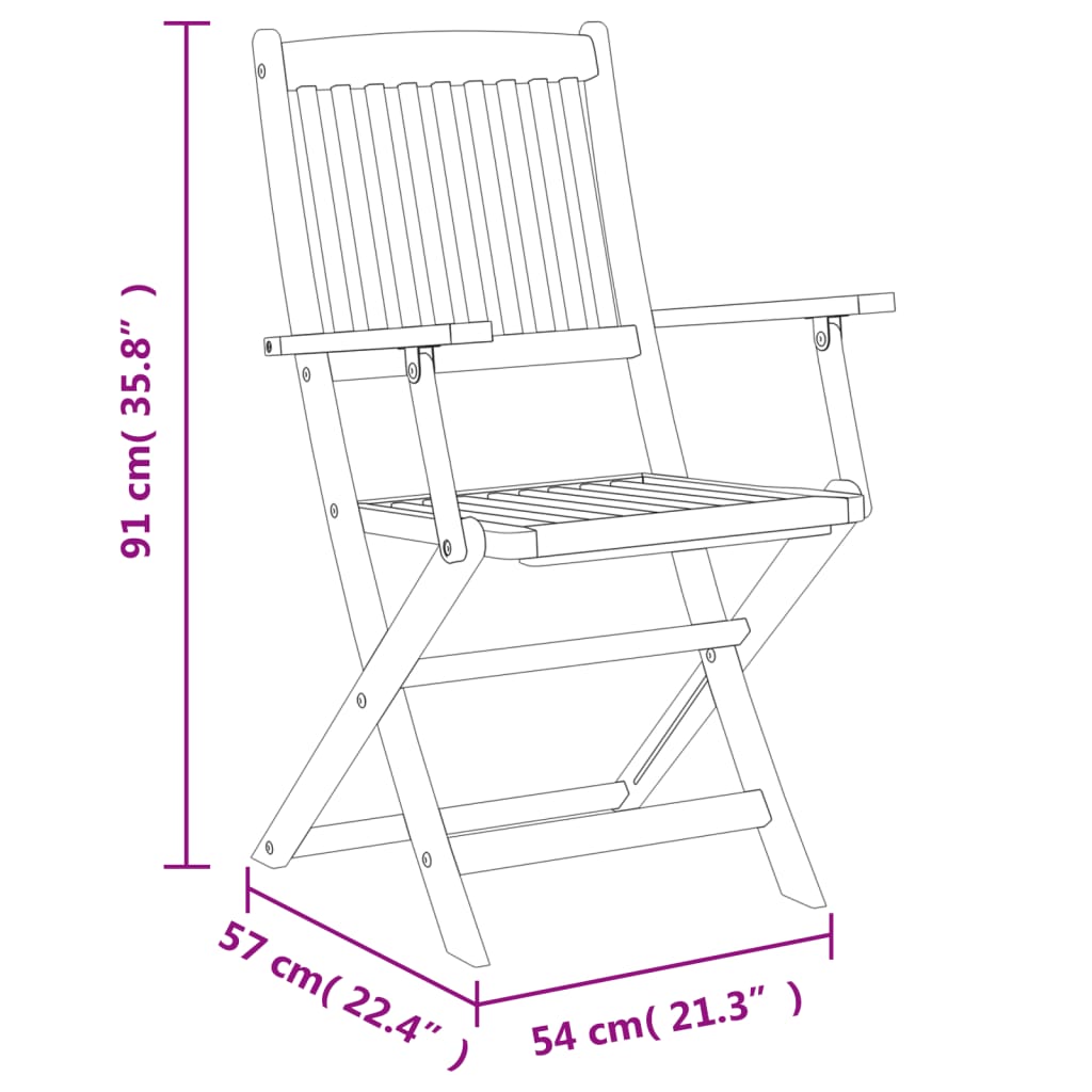 Sammenleggbart utendørs spisebordsett 5 deler massivt akasietre - number 12.