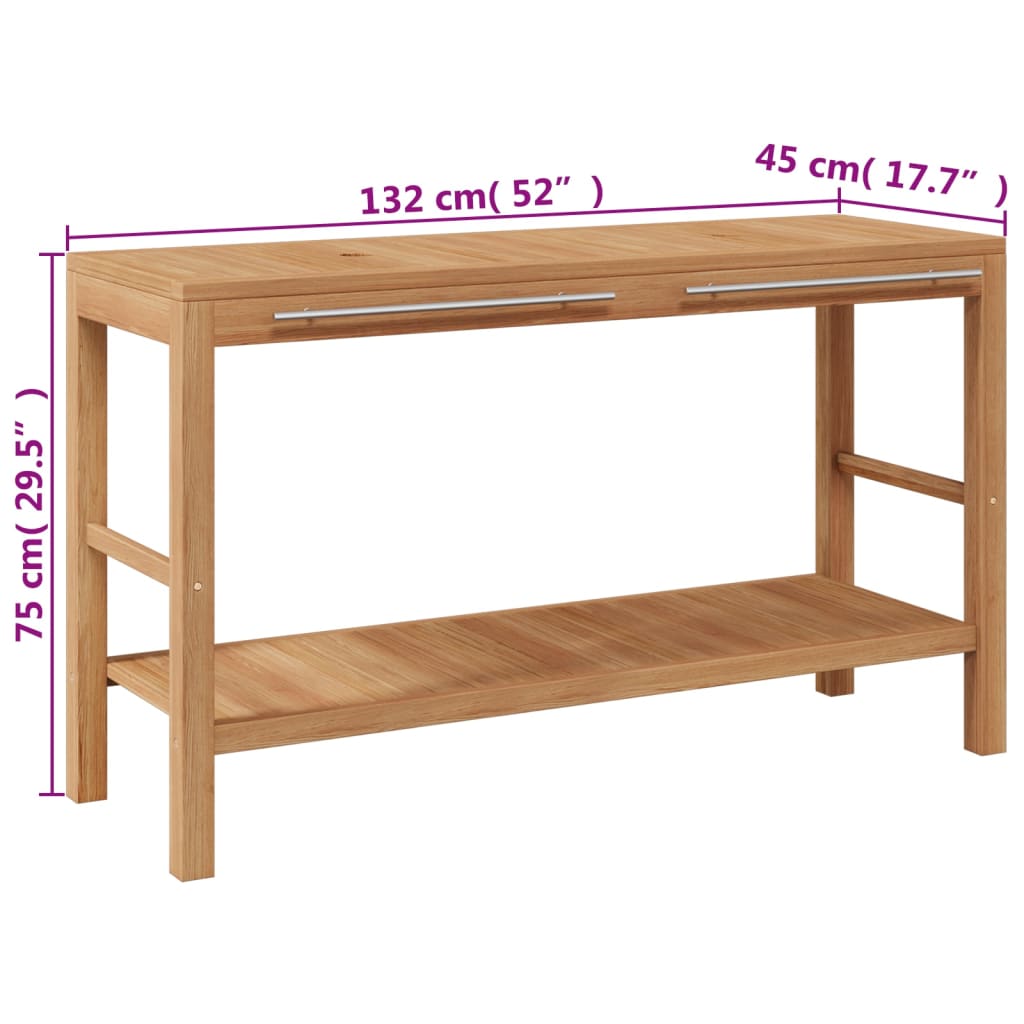Kupaonski ormarić od punog tikovine s umivaonicima od riječnog kamena - number 12.