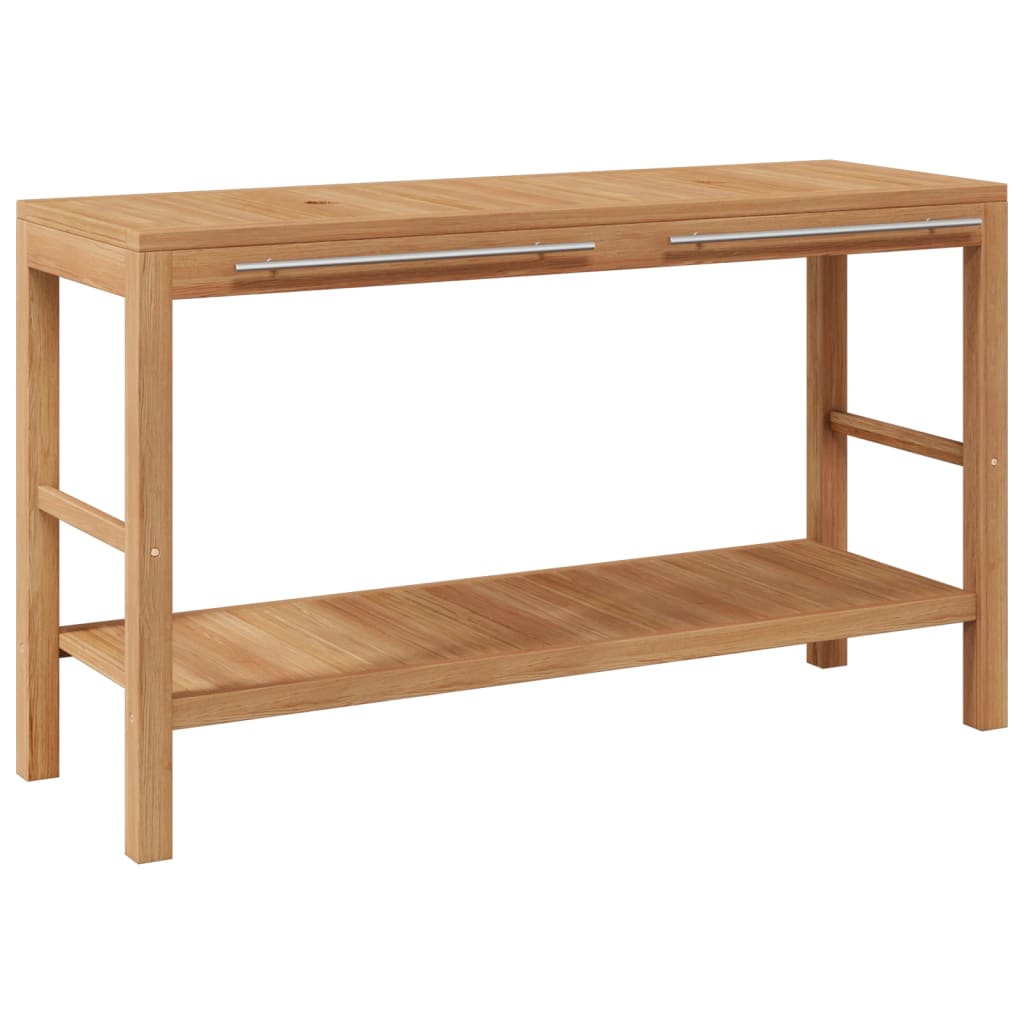 Kupaonski ormarić od punog tikovine s umivaonicima od riječnog kamena - number 4.