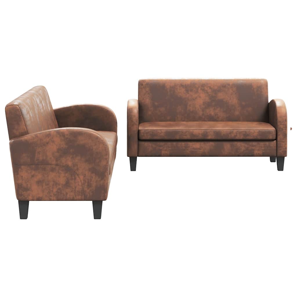 Sofasæt i 2 dele imiteret ruskind brun - number 7.