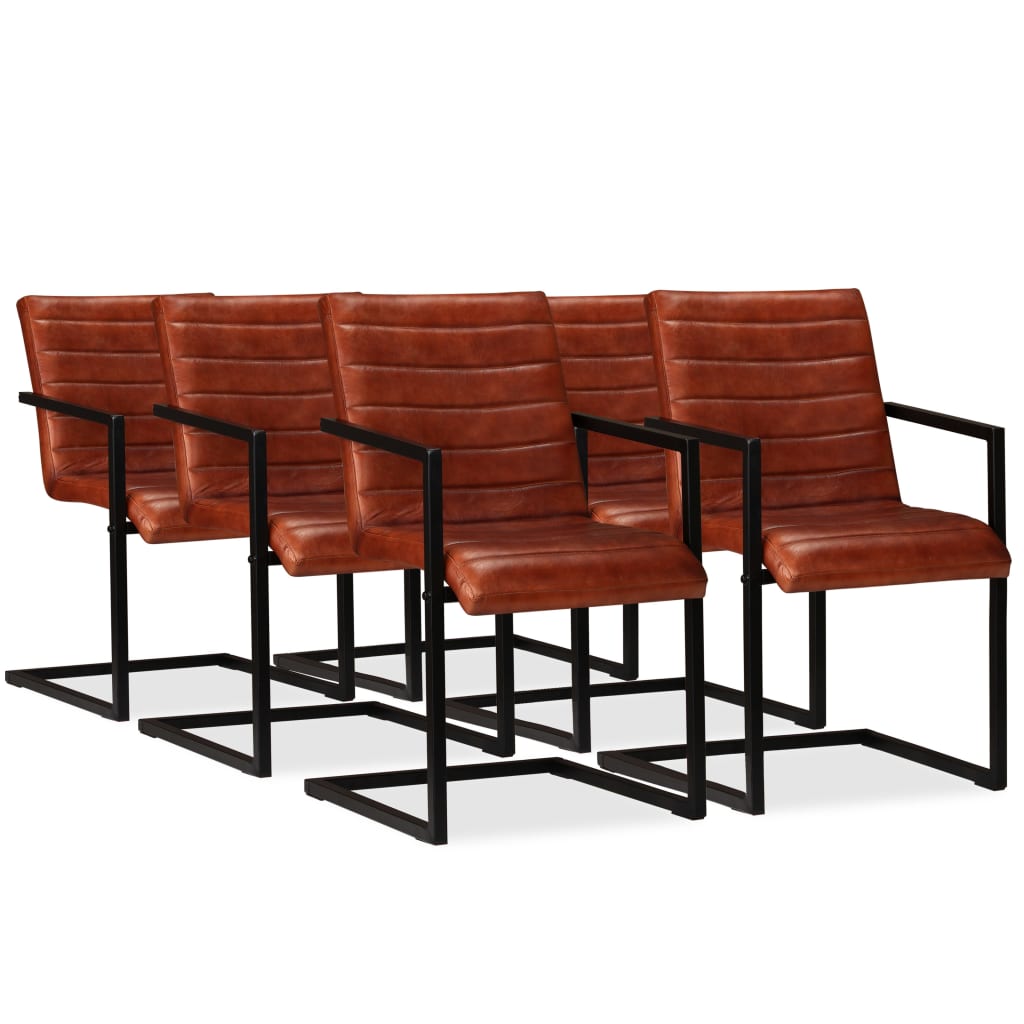 Krzesła do jadalni 6 szt. skóra naturalna brąz - number 1.