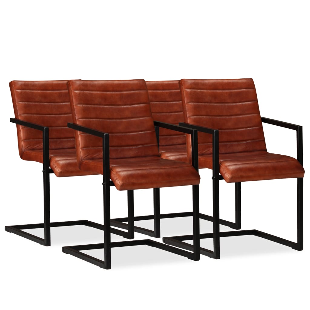 Krzesła do jadalni 4 szt. skóra naturalna brąz - number 1.