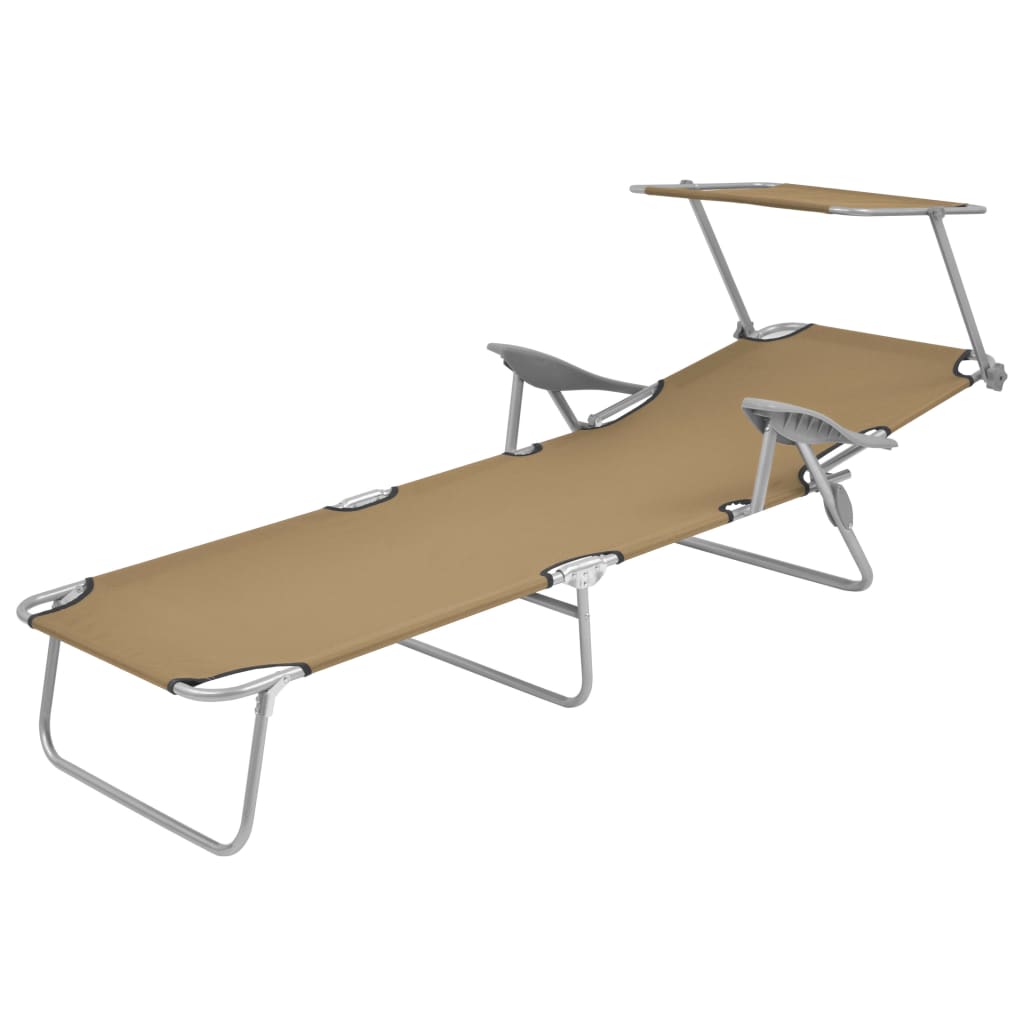 Sklopiva ležaljka za sunčanje s čeličnim krovom sivo-smeđa - number 2.