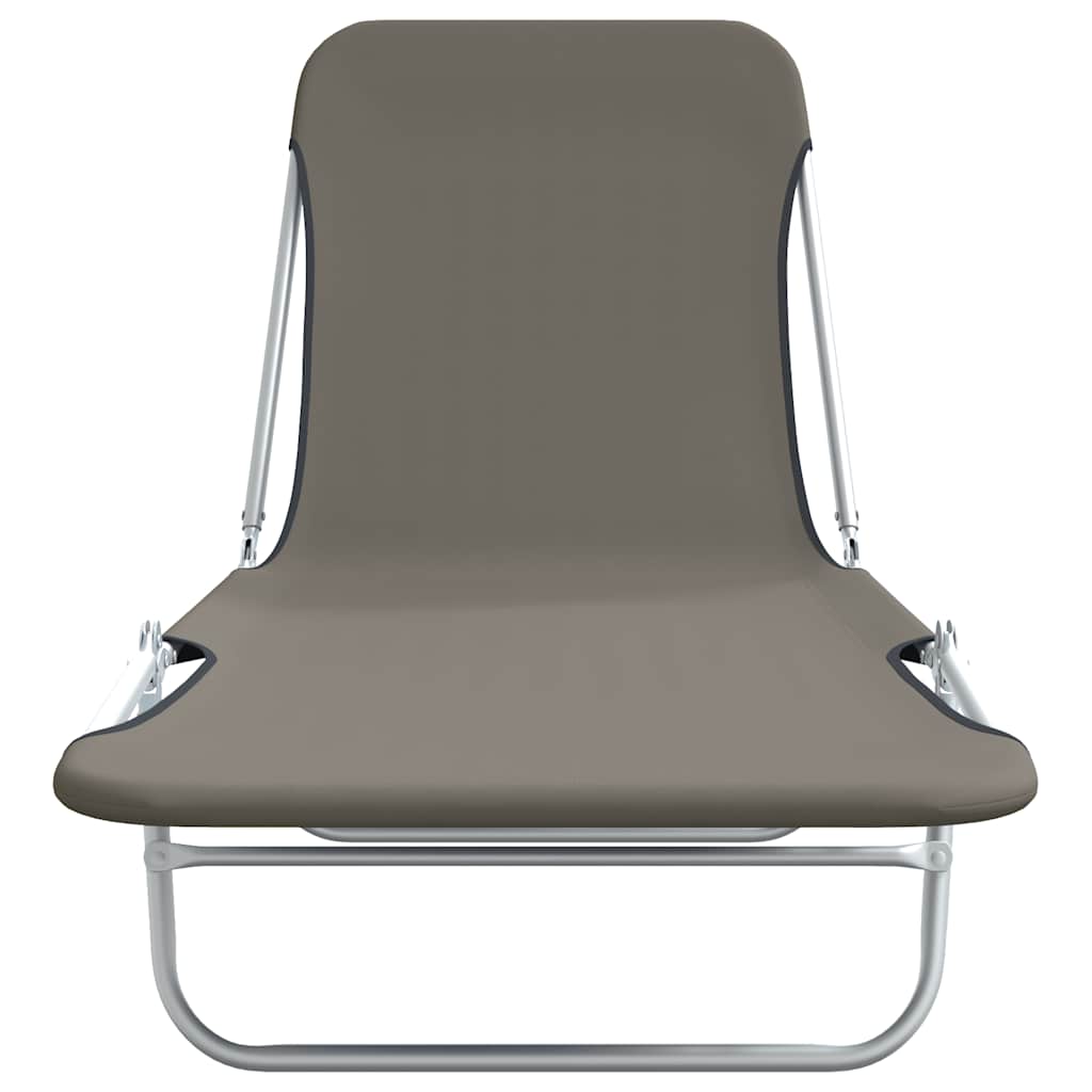 Foldbare liggestole stk. stål og stof - grå, 2 - number 3.