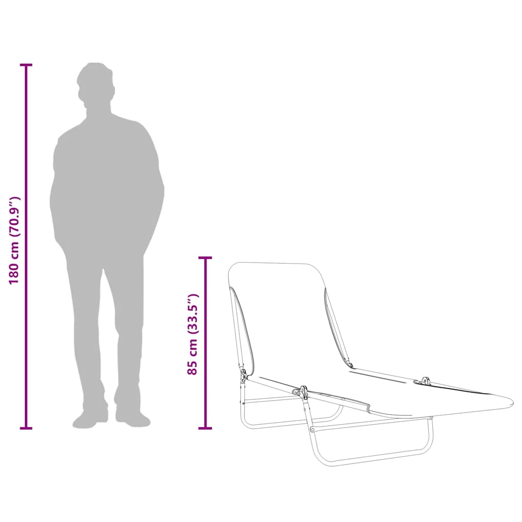 Foldbare liggestole stk. stål og stof - grå, 2 - number 10.