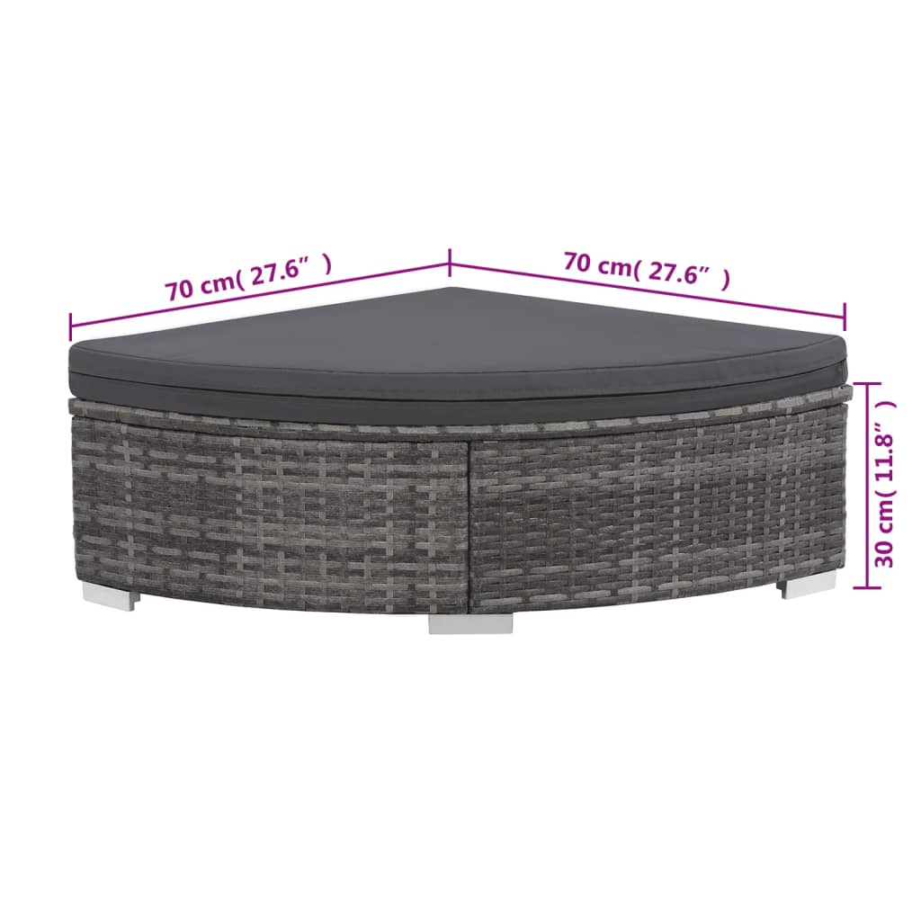 Loungesæt til haven 6 dele med hynder polyrattan grå - number 6.