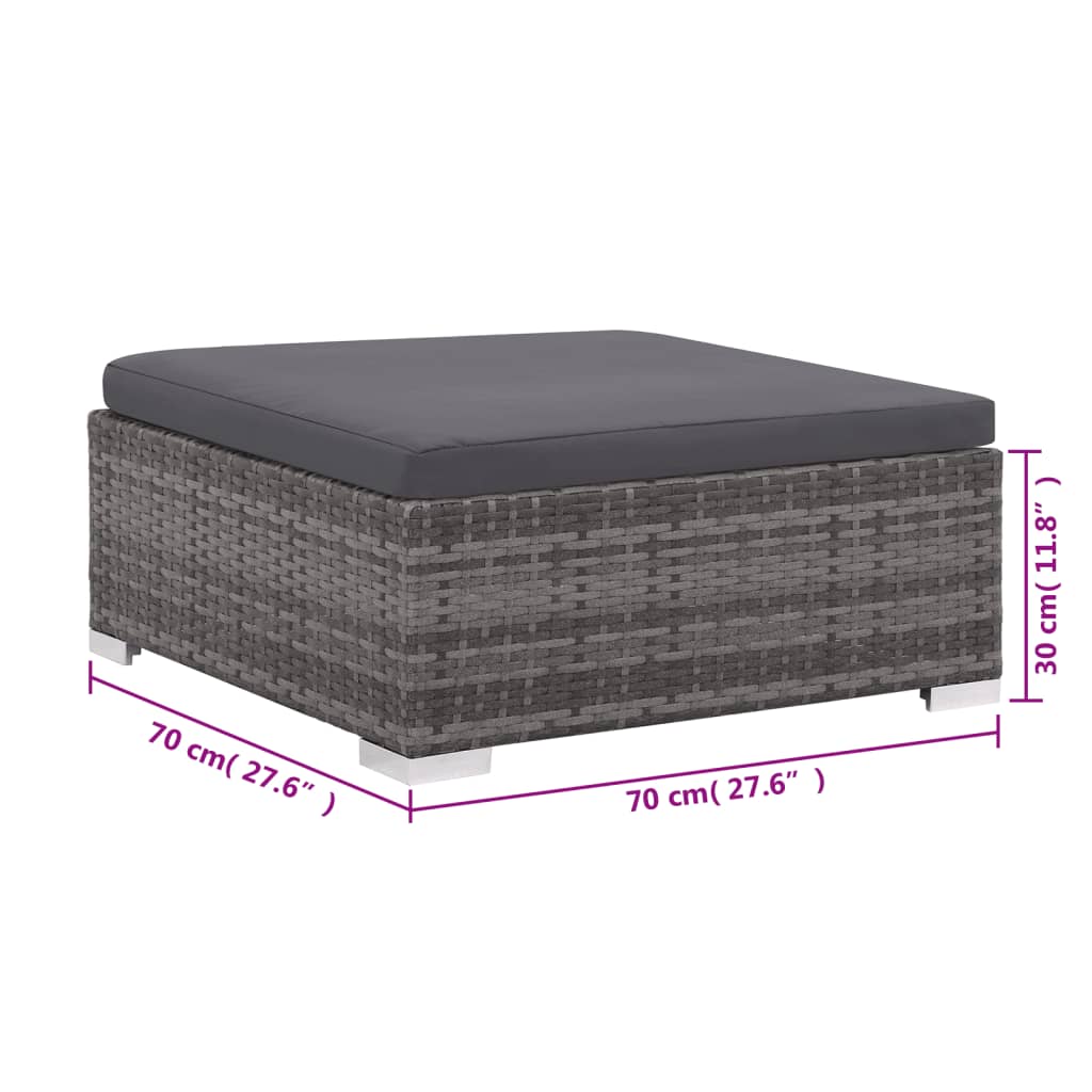 Loungesæt til haven 6 dele med hynder polyrattan grå - number 7.