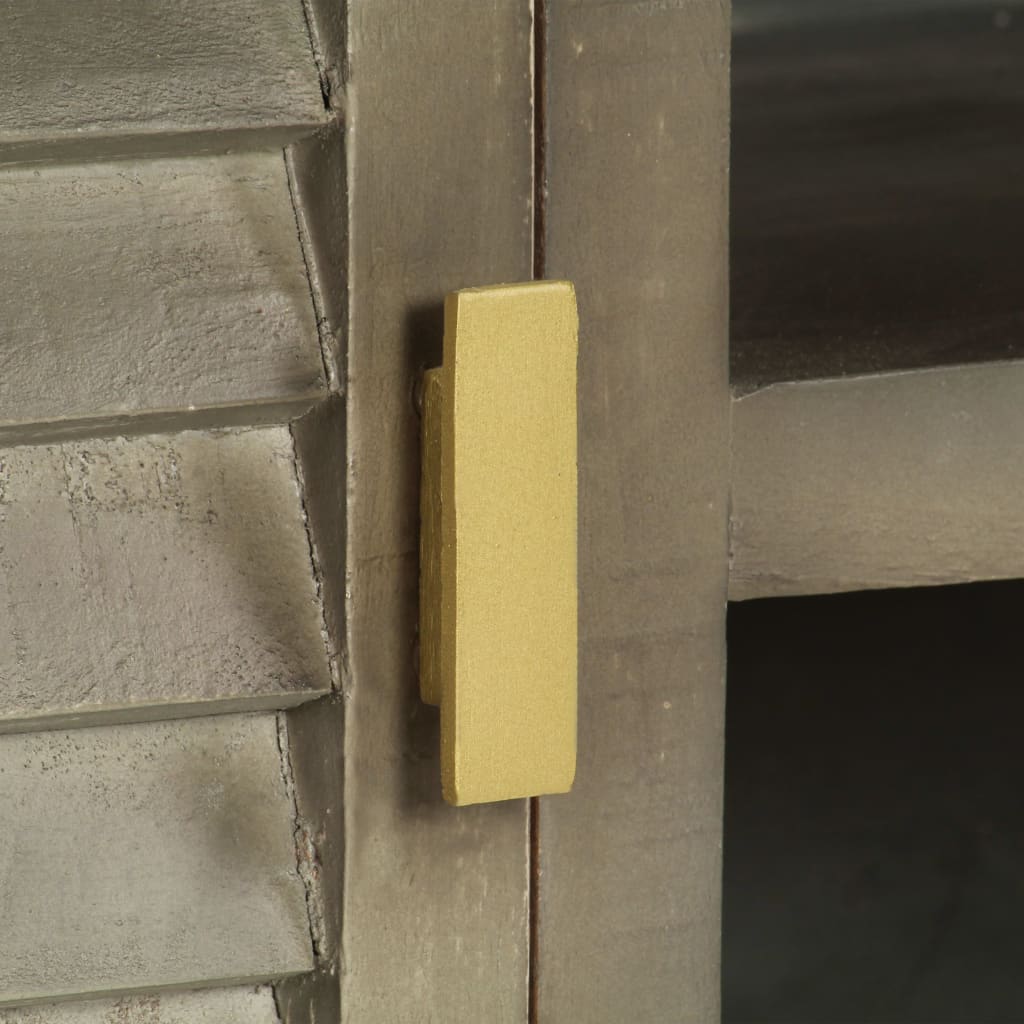 Tv-skap heltre mangotre med messing 110 x 30 x 48 cm grå - number 5.