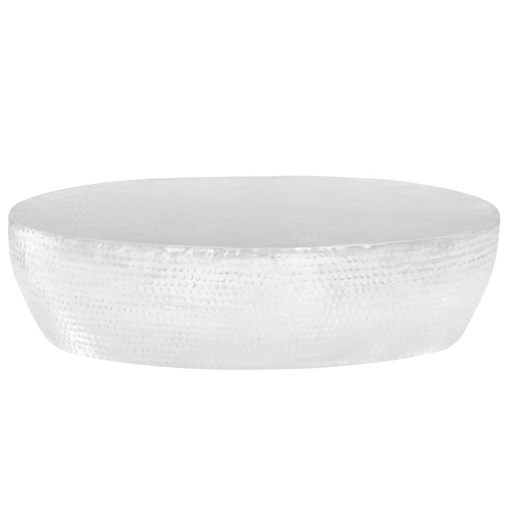 Sofabord 100 x 50 x 28 cm hamret aluminium sølvfarvet - number 2.