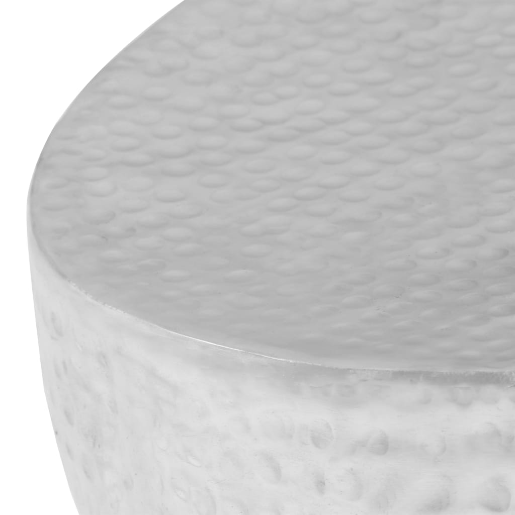 Sofabord 100 x 50 x 28 cm hamret aluminium sølvfarvet - number 6.