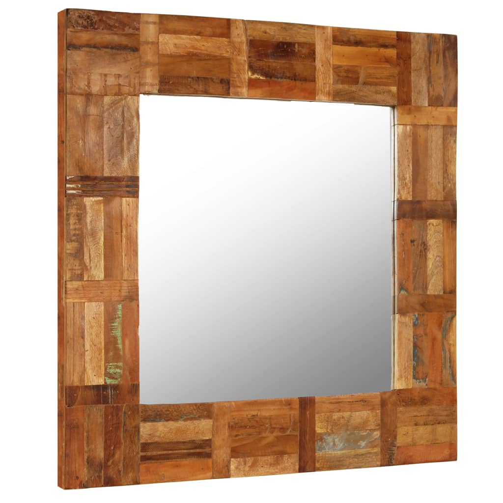 Wall mirror 60x60 cm solid recycled wood - number 2.