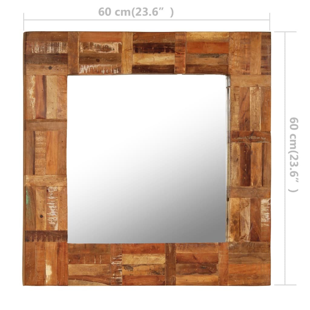 Wall mirror 60x60 cm solid recycled wood - number 12.