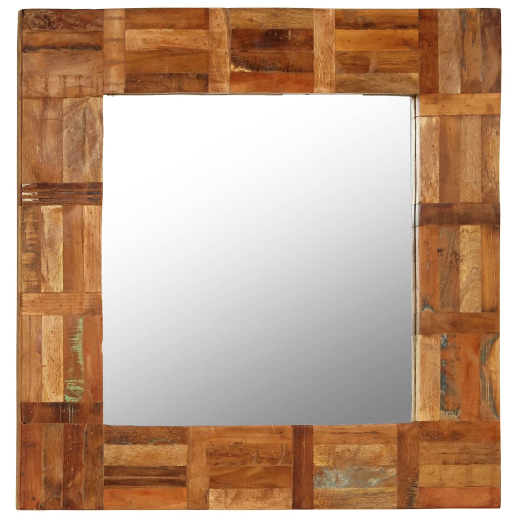 Wall mirror 60x60 cm solid recycled wood - number 3.