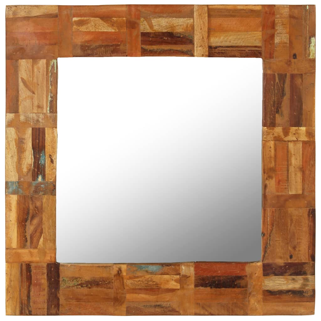 Wall mirror 60x60 cm solid recycled wood - number 8.