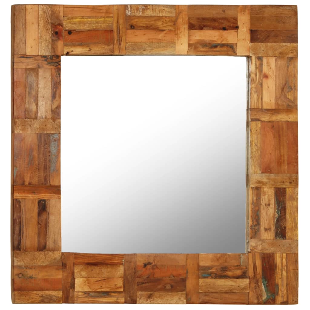 Wall mirror 60x60 cm solid recycled wood - number 10.