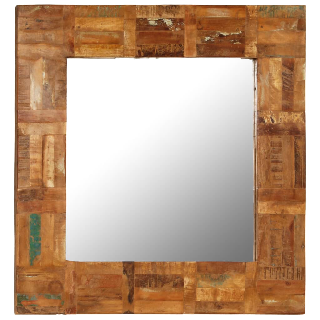 Wall mirror 60x60 cm solid recycled wood - number 9.