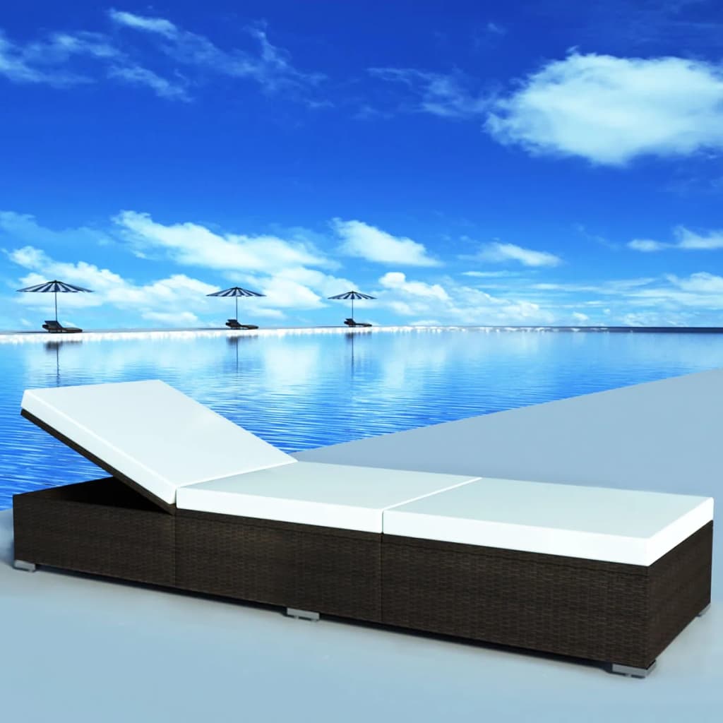 Liggestol med hynde polyrattan brun - brun og hvid, 1, ja - number 1.