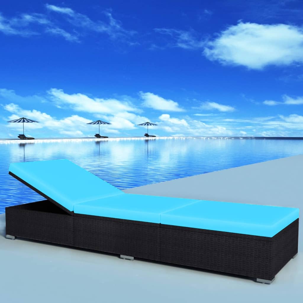 Liggestol med hynde polyrattan sort - number 1.