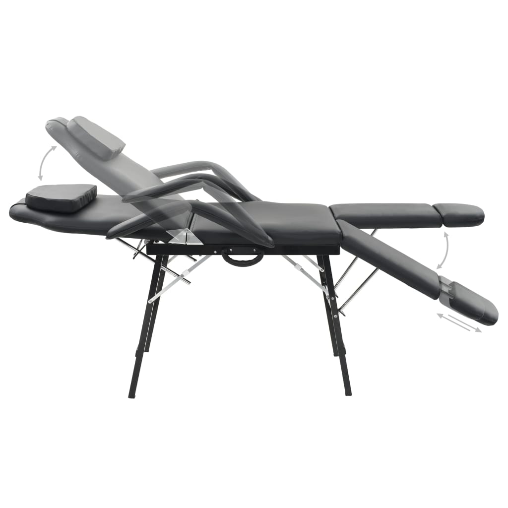 Mobil ansigtsbehandlingsstol kunstlæder 185 x 78 x 76 cm - sort - number 3.