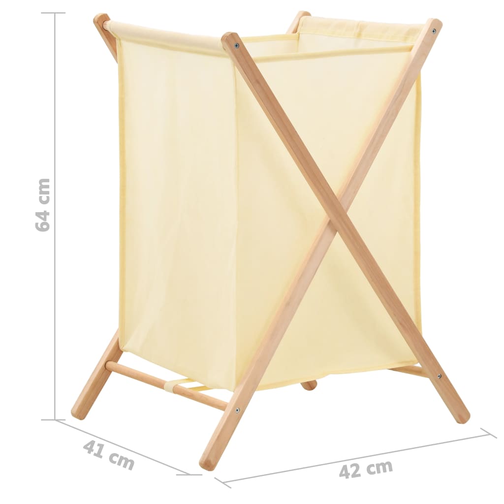 Laundry basket cedar and fabric beige 42 x 41 x 64 cm - number 7.