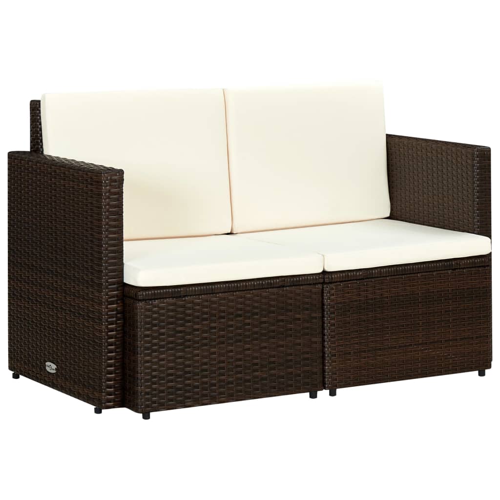 2-personers havesofa med hynder brun polyrattan - number 1.
