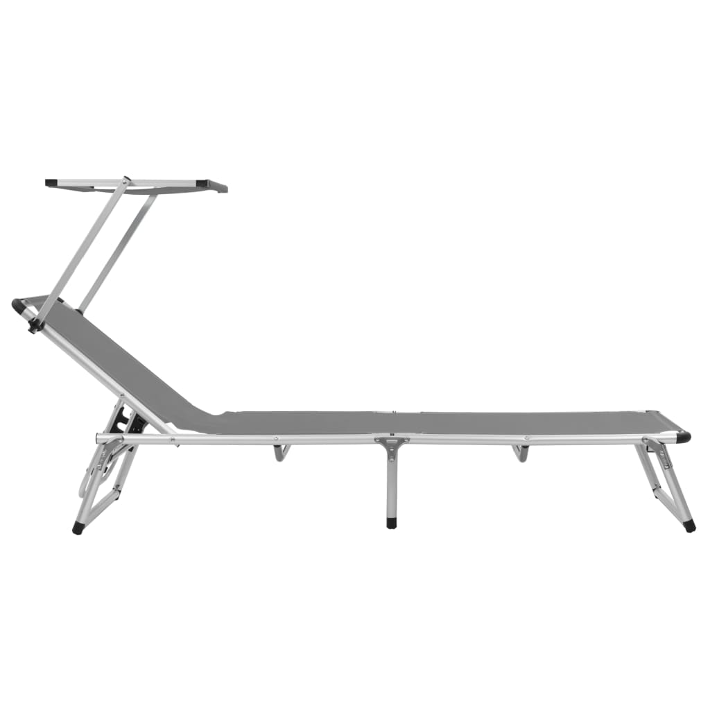 Foldbar liggestol med tag aluminium og textilene - grå, 1 - number 3.