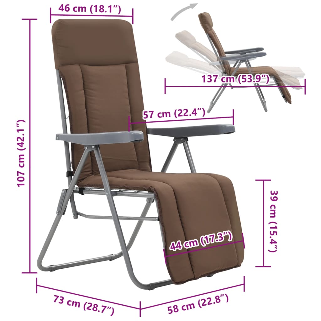 Sammenfoldelige havestole med hynde stk. - brun, 2 - number 11.