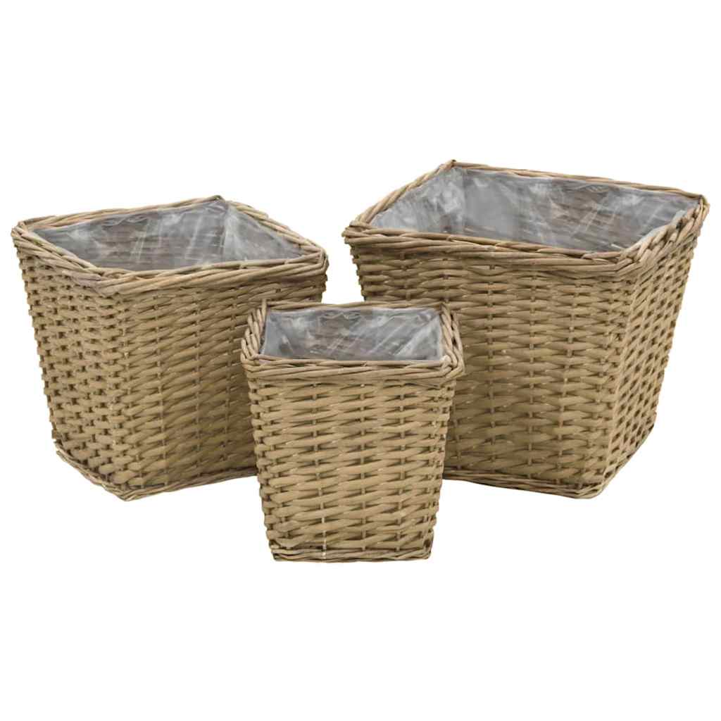 Plant box 3 pcs. basket weave with pe lining - number 1.