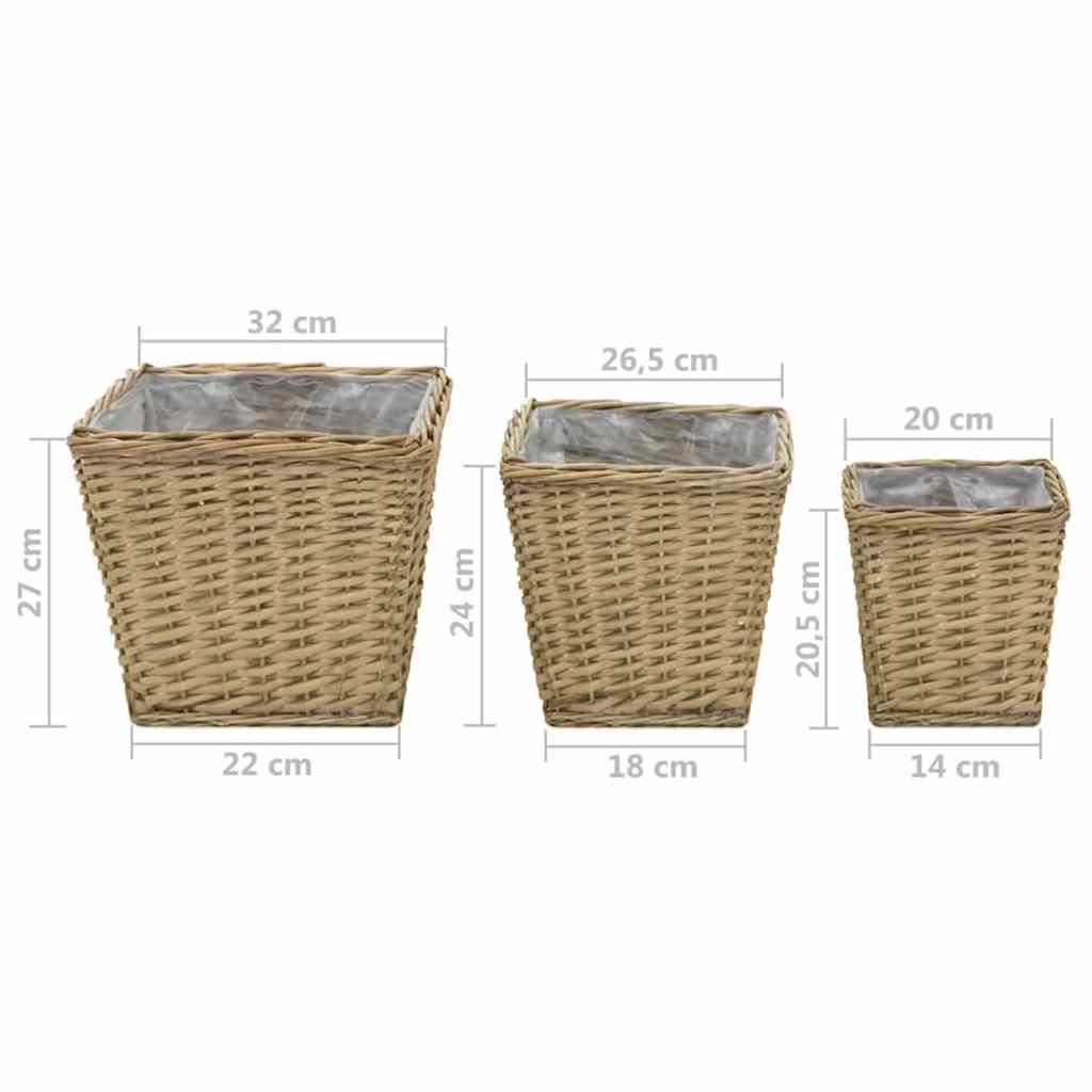 Plant box 3 pcs. basket weave with pe lining - number 8.