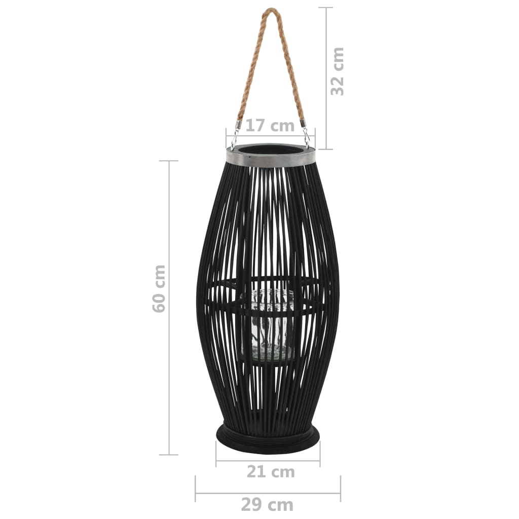 Hanging lantern holder bamboo black - 1.60 cm - number 5.